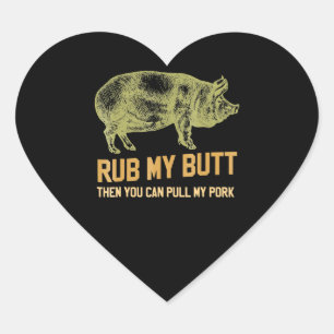 Sticker Cœur BBQ   BBQ Grill Pig Funny Pork Id Fumée qui rôti