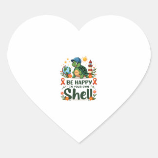Sticker Cœur Be Happy In Your Own Shell Turtle Autism Awareness