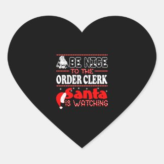 Sticker Cœur Be Nice To Order Clerk Santa Is Watching Christmas