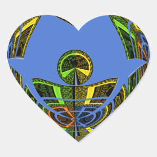 Sticker Cœur Beau bleu africain traditionnel Vecteur ethnique