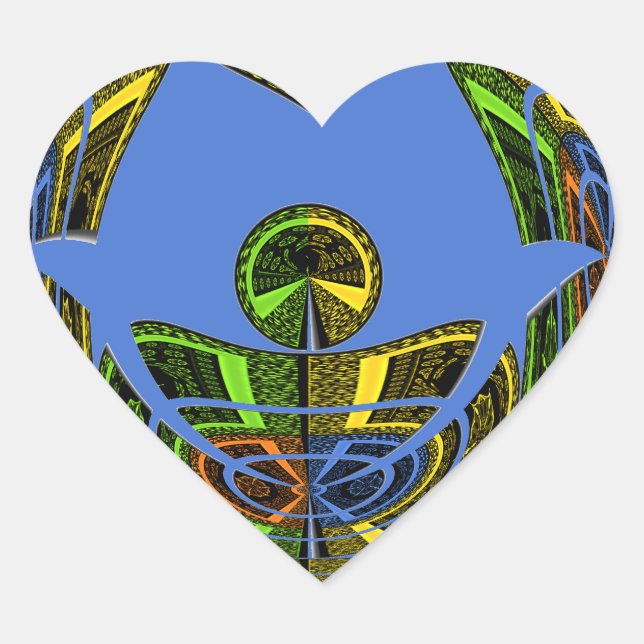 Sticker Cœur Beau bleu africain traditionnel Vecteur ethnique (Devant)
