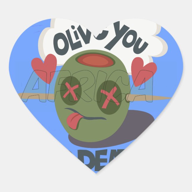 Sticker Cœur Beau Cool J'aime Afrique Art (Devant)