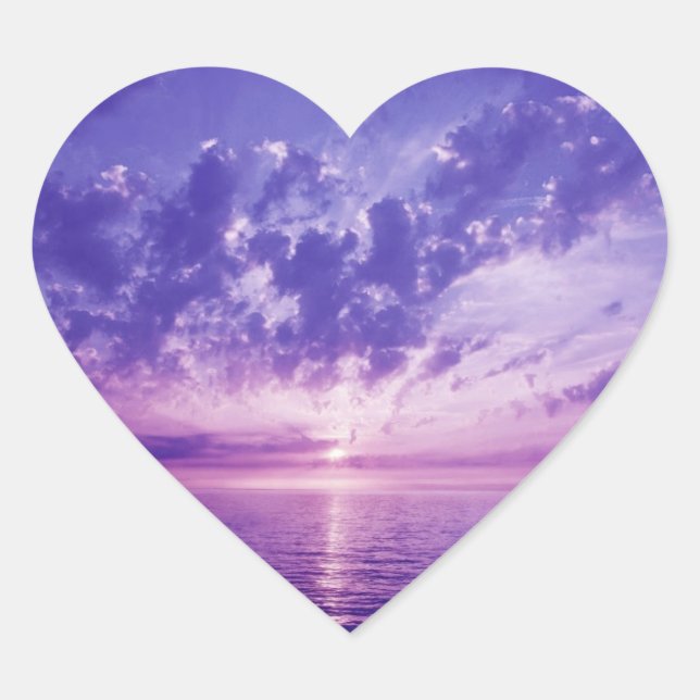 Sticker Cœur Beau coucher de soleil violet (Devant)