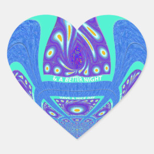 Sticker Cœur Beau cyan bleu kaléidoscope vectoriel design