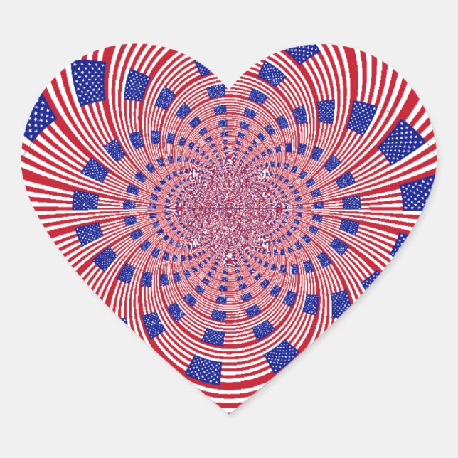 Sticker Cœur Beau drapeau américain Extraordinaire Kaleidoscope (Devant)