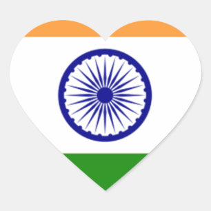 Sticker Cœur Beau drapeau indien "Tiranga"