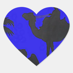 Sticker Cœur Beau Extraordinaire Sunset Camel Safari Art Imprim