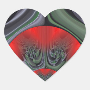 Sticker Cœur Beau Rouge Aurora Art Imprimer