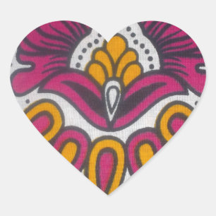Sticker Cœur Beau tissu africain coloré Motif Art Imprimer