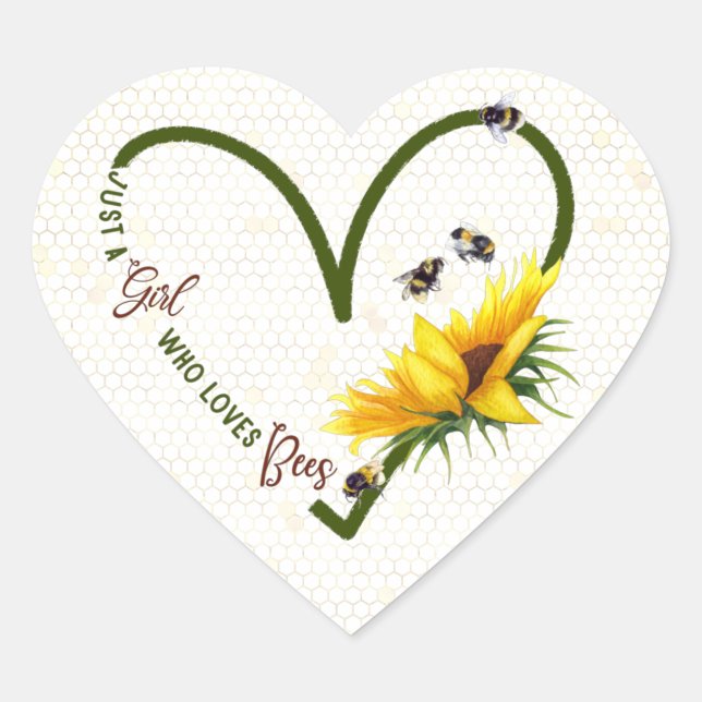 Sticker Cœur BEE GIRL Honeybee Sunflower (Devant)