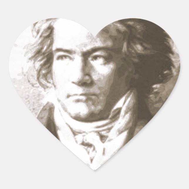 Sticker Cœur Beethoven À Sepia (Devant)