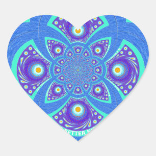 Sticker Cœur Belle belle Afrique bleu Mandala Flora design