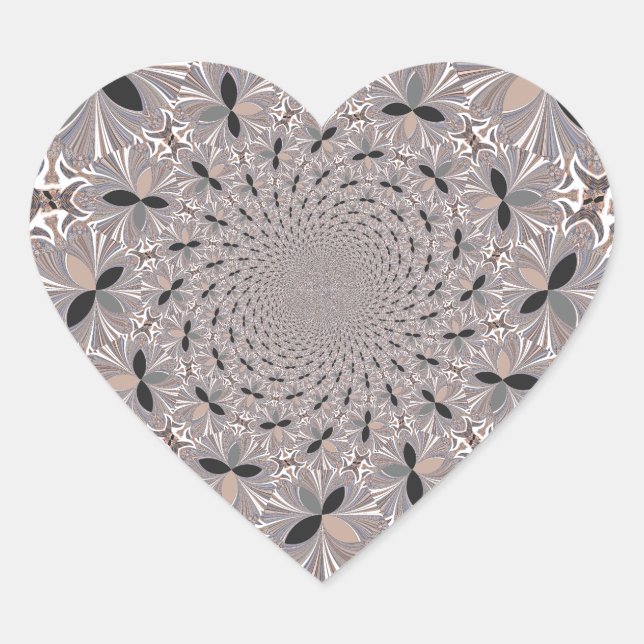Sticker Cœur Belle belle cendre gris kaléidoscope sans soudure (Devant)