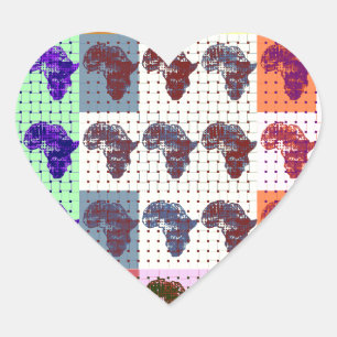 Sticker Cœur Belle carte africaine À damiers Pap art ethnique