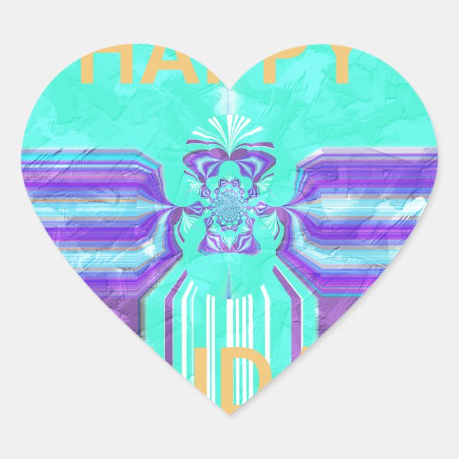 Sticker Cœur Belle Happy Holidays Blue Cyan conception vectorie (Devant)
