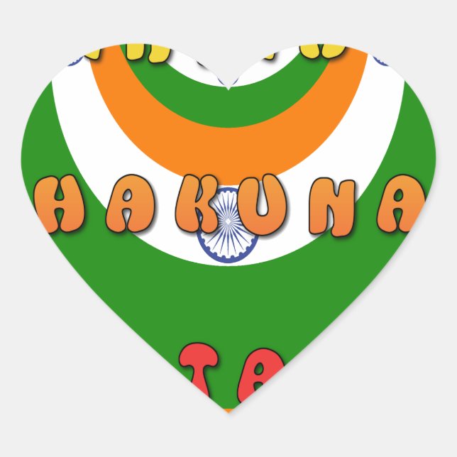 Sticker Cœur Belle Inde couleurs drapeau national Hakuna Matata (Devant)