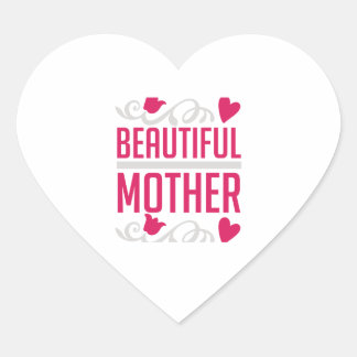 Sticker Cœur Belle Mère Élégante Typographie Florale de Cœur G