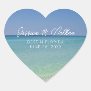 Sticker Cœur Belle plage Horizon Mariage personnalisé