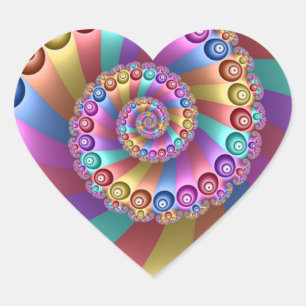 Sticker Cœur Belles couleurs de arc-en-ciel Art fractal abstrai
