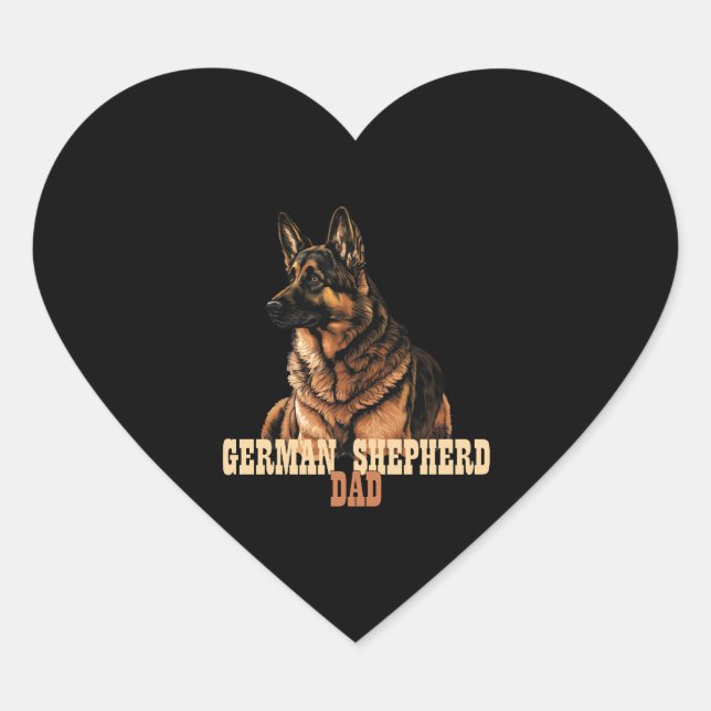 Sticker Cœur Berger allemand papa, propriétaire de GSD papa (Devant)