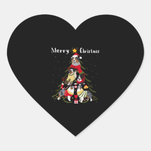Sticker Cœur Berger australien Aussie sapin de Noël Chien de No
