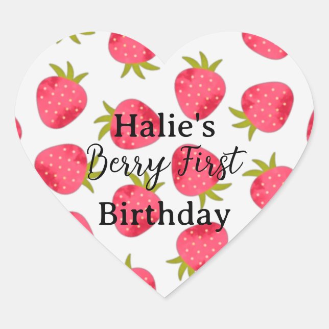 Sticker Cœur Berry première fraise d'anniversaire (Devant)