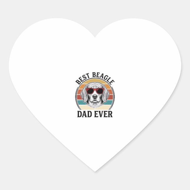 Sticker Cœur Best Beagle Dad Ever Vintage Beagle Shirt Design_1 (Devant)