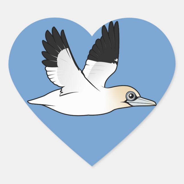 Sticker Cœur Birdorable Flying Northern Gannet (Devant)