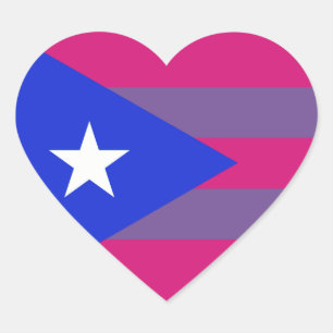Sticker Cœur Bisexuel portoricain de la Bi Pride