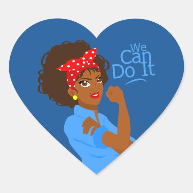Sticker Cœur black african rosie le riveter on peut le faire (Devant)