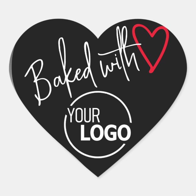 Sticker Cœur Black Baked with Loemade Baking Logo Image (Devant)