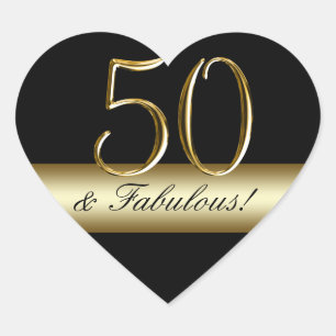 Sticker Cœur Black Metallic Gold 50e anniversaire