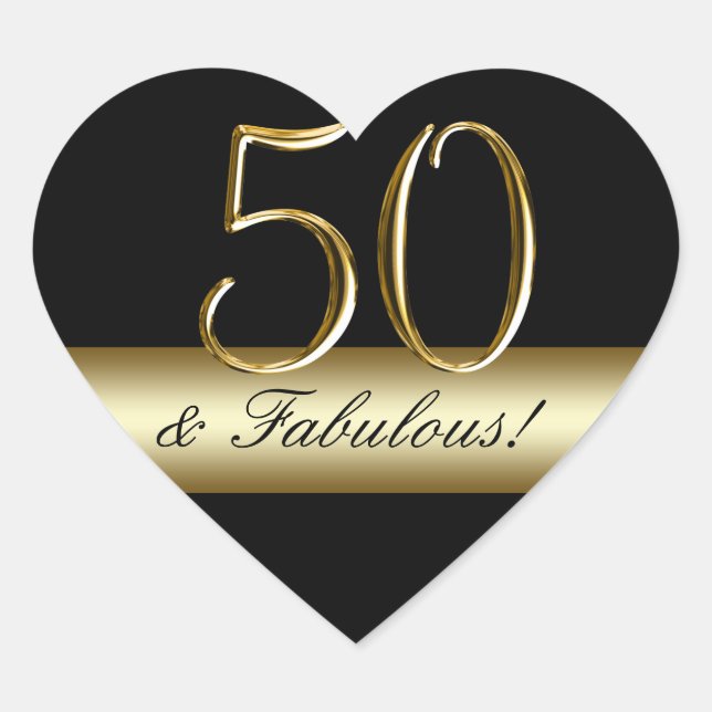Sticker Cœur Black Metallic Gold 50e anniversaire (Devant)