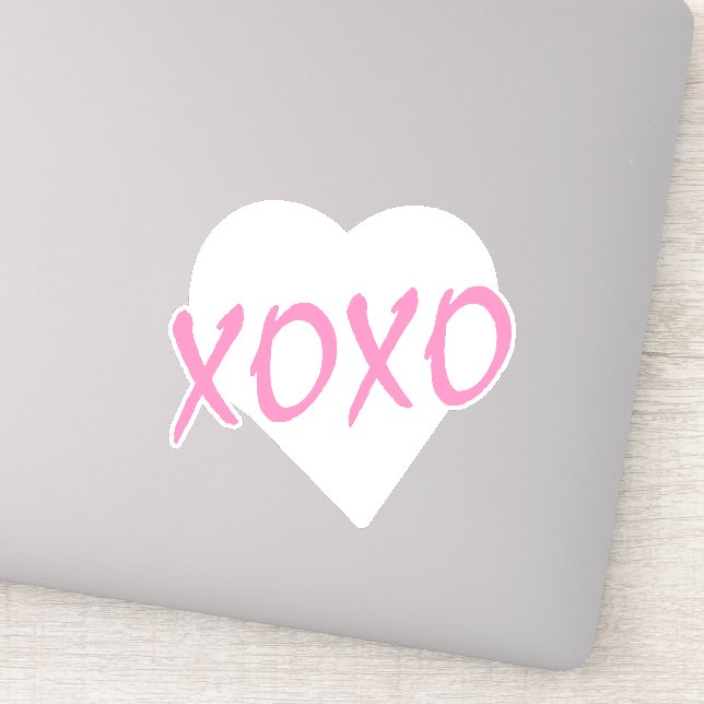 Sticker Coeur blanc rose XOXO Saint Valentin Moderne (Détail)