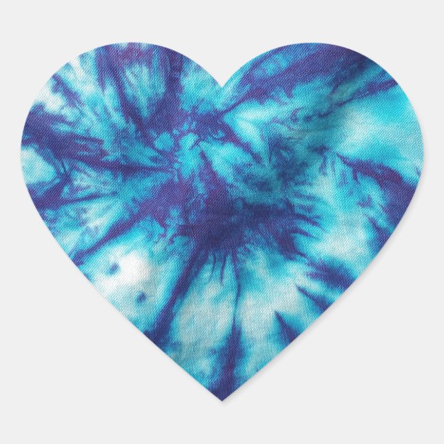 Sticker Cœur Bleu Aqua Cravate-Dye (Devant)