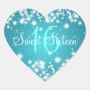 Sticker Cœur Bleu étincelant sweet sixteen hiver