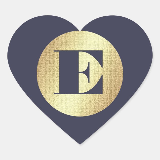 Sticker Cœur Bleu Marine | Mariage de monogramme personnalisé G (Devant)