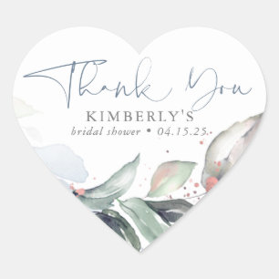 Sticker Cœur Bleu Poussiéreux Végétal Rose Doré Éclaboussures M