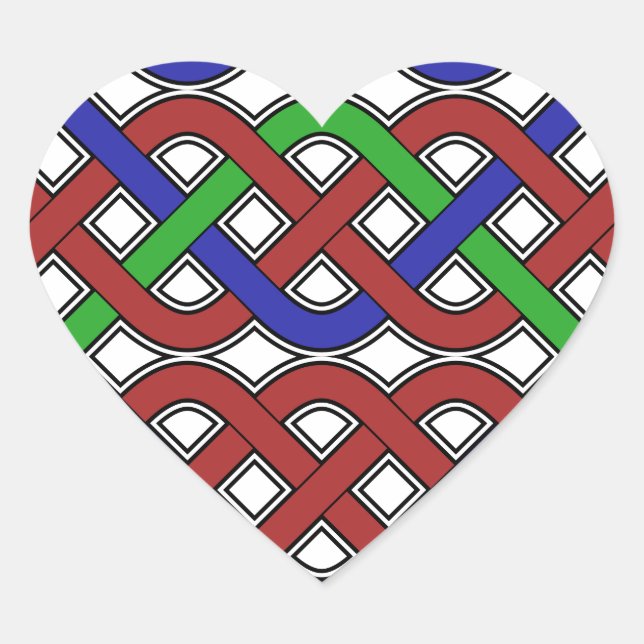 Sticker Cœur Bleu, vert et rouge céleste noeuds (Devant)