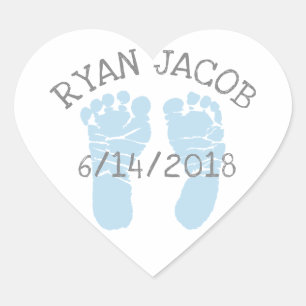 Sticker Cœur Blue Herat Baby Faire-part Empreintes