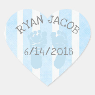 Sticker Cœur Blue Herat Baby Faire-part Empreintes