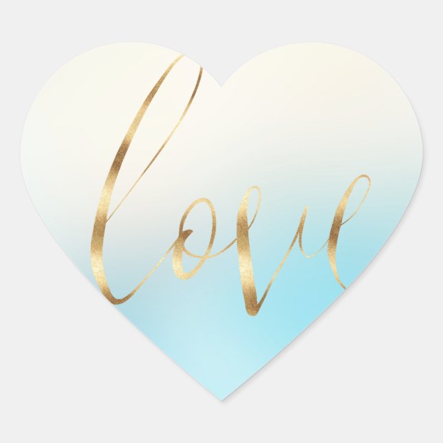 Sticker Cœur Blue Ombre Gold Love (Devant)