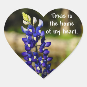 Sticker Cœur Bluebonnet "Le Texas est la maison de mon coeur"