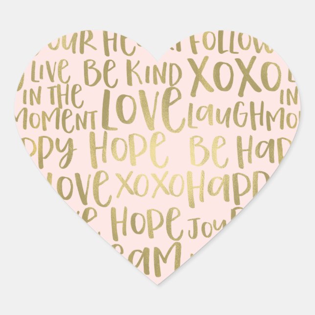 Sticker Cœur Blush Gold Inspiration Mots (Devant)