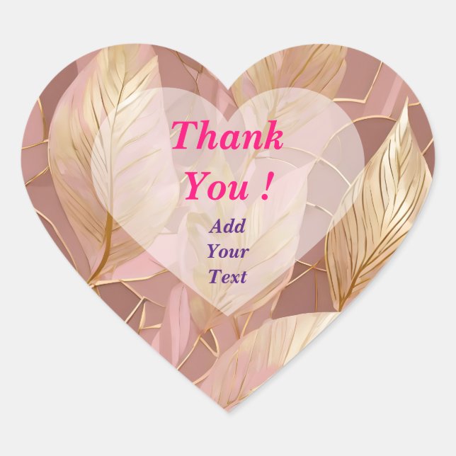Sticker Cœur Blush Pink Gold Boho Modern Leaves Collection (Devant)