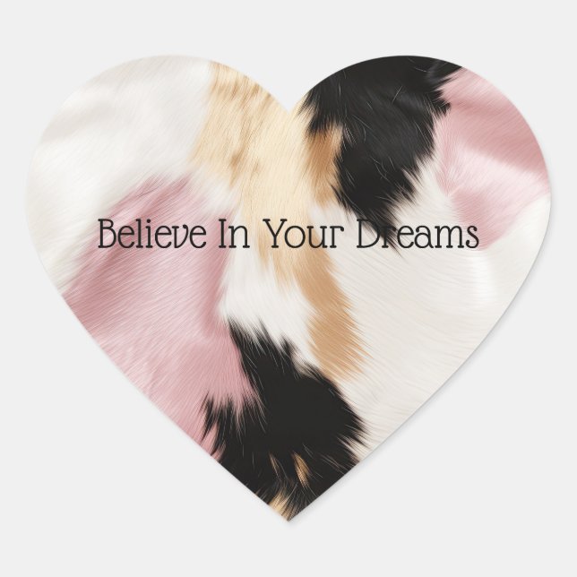 Sticker Cœur Blush Rose Blanc Or Noir Vachette Animal (Devant)
