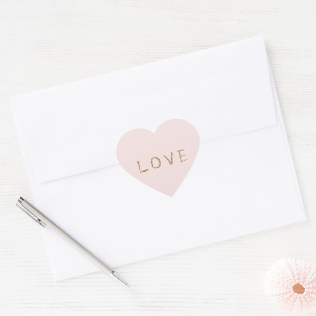 Sticker Cœur Blush Rose Gold Parties scintillant Love (Enveloppe)