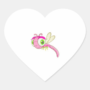 Sticker Cœur Bogue de libellule mignonne