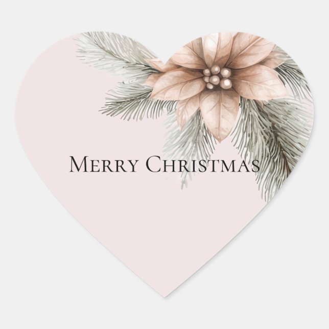 Sticker Cœur Boho Blush rose Noël Floral (Devant)