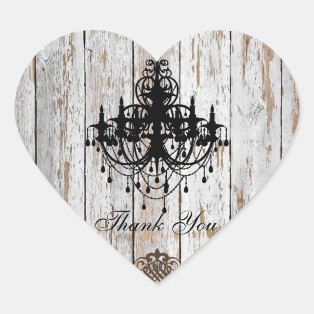 Sticker Cœur boho chic grange bois mariage campagnard rustique (Devant)